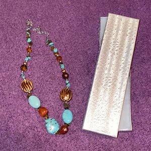 Artisan Turquoise and Brown Beaded Necklace